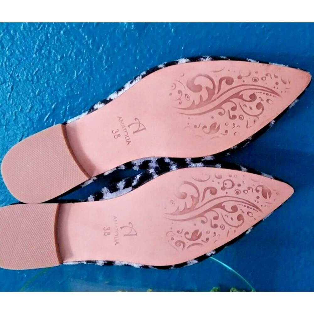 Women’s Velvet Silk Slip On Flats Mules Sandals Shoes Sz 38 US 7.5 Pointed Toes - Picture 5 of 5
